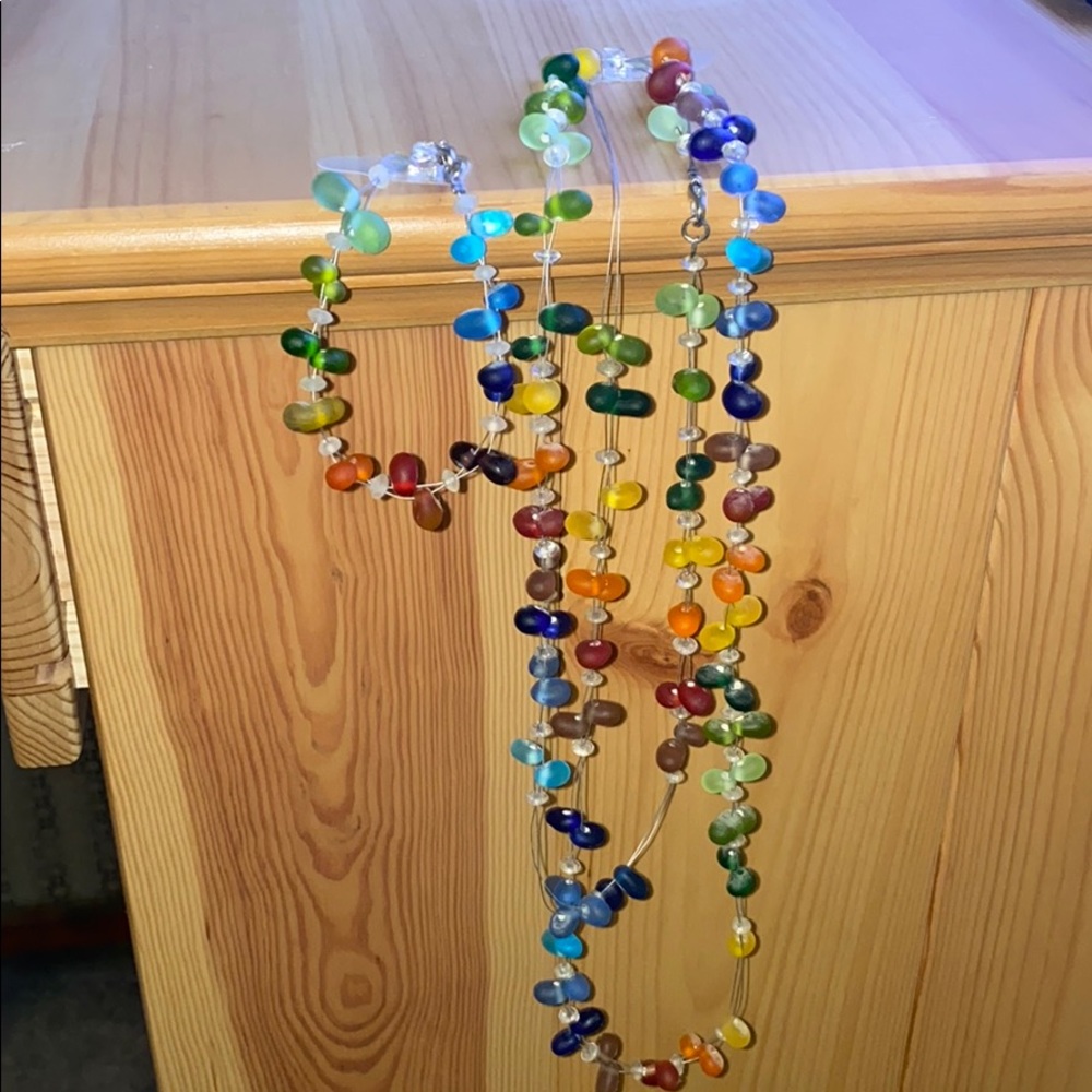 Fun Rainbow Beaded Bracelet & Necklace Set